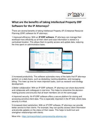 What are the benefits of taking IP ERP Software for the IP Attorneys