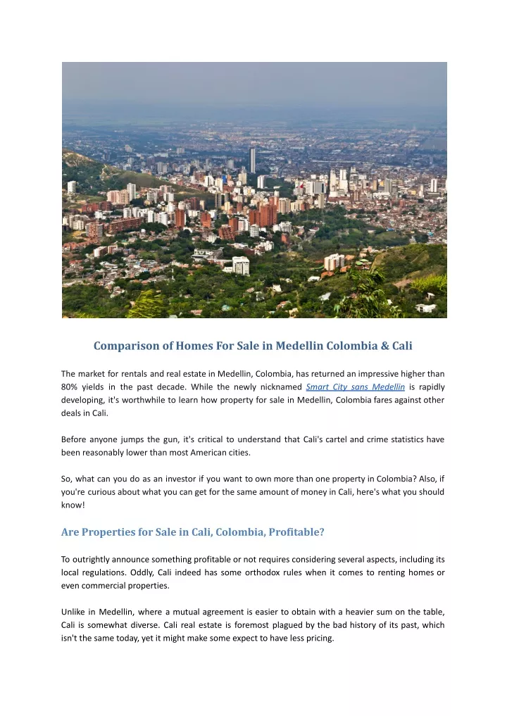 comparison of homes for sale in medellin colombia