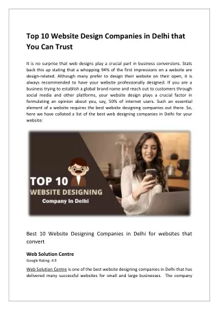 top 10 website design companies in delhi that