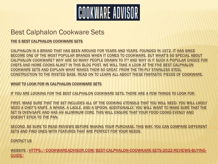 best calphalon cookware sets