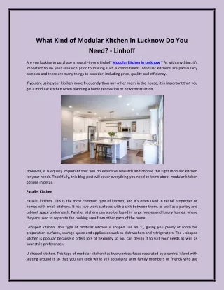 What Kind of Modular Kitchen in Lucknow Do You Need