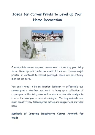 Ideas for Canvas Prints to Level up Your Home Decoration