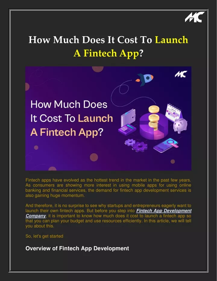 how much does it cost to launch a fintech app