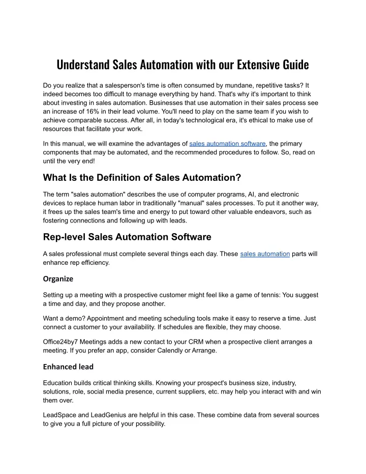 understand sales automation with our extensive