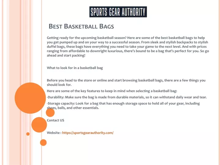 best basketball bags