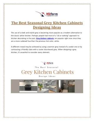 The Best Seasonal Grey Kitchen Cabinets Designing Ideas