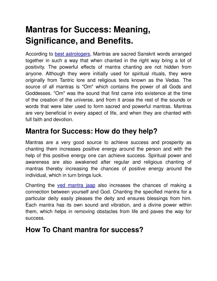 mantras for success meaning significance and benefits