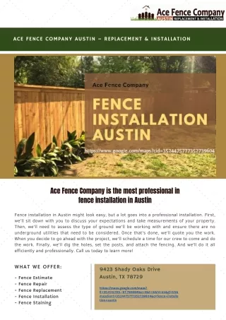 Ace Fence Company is the most professional in fence installation in Austin