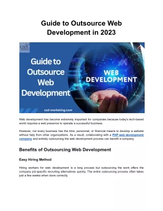 Guide to Outsource Web Development