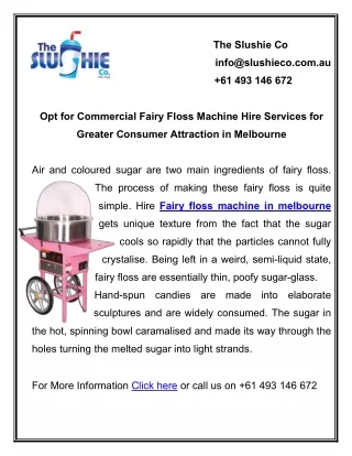 Opt for Commercial Fairy Floss Machine Hire Services for Greater Consumer Attraction in Melbourne