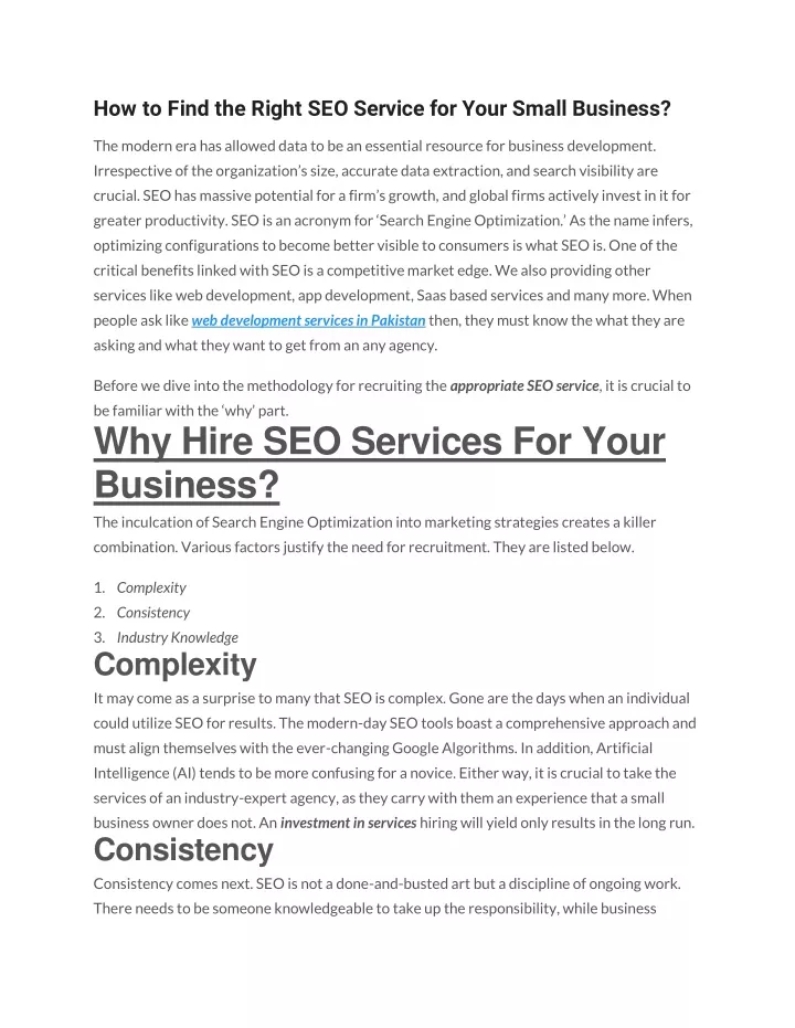 how to find the right seo service for your small