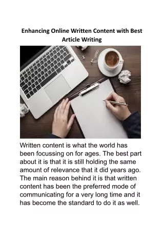 Enhancing Online Written Content with Best Article Writing Services