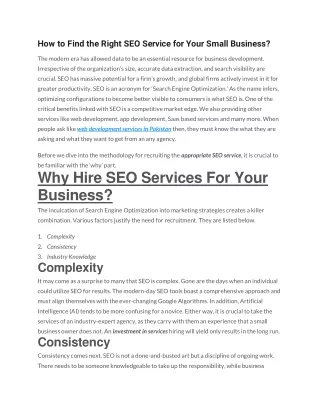How to Find the Right SEO Service for Your Small Business