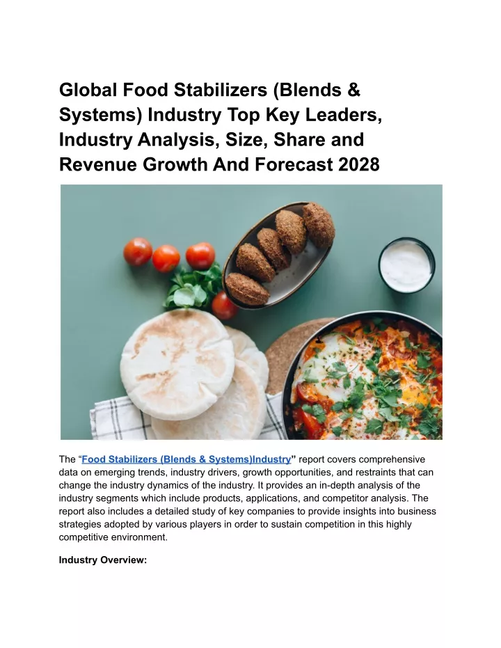 global food stabilizers blends systems industry