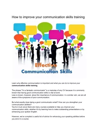 How to improve your communication skills training