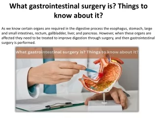 what gastrointestinal surgery is things to know