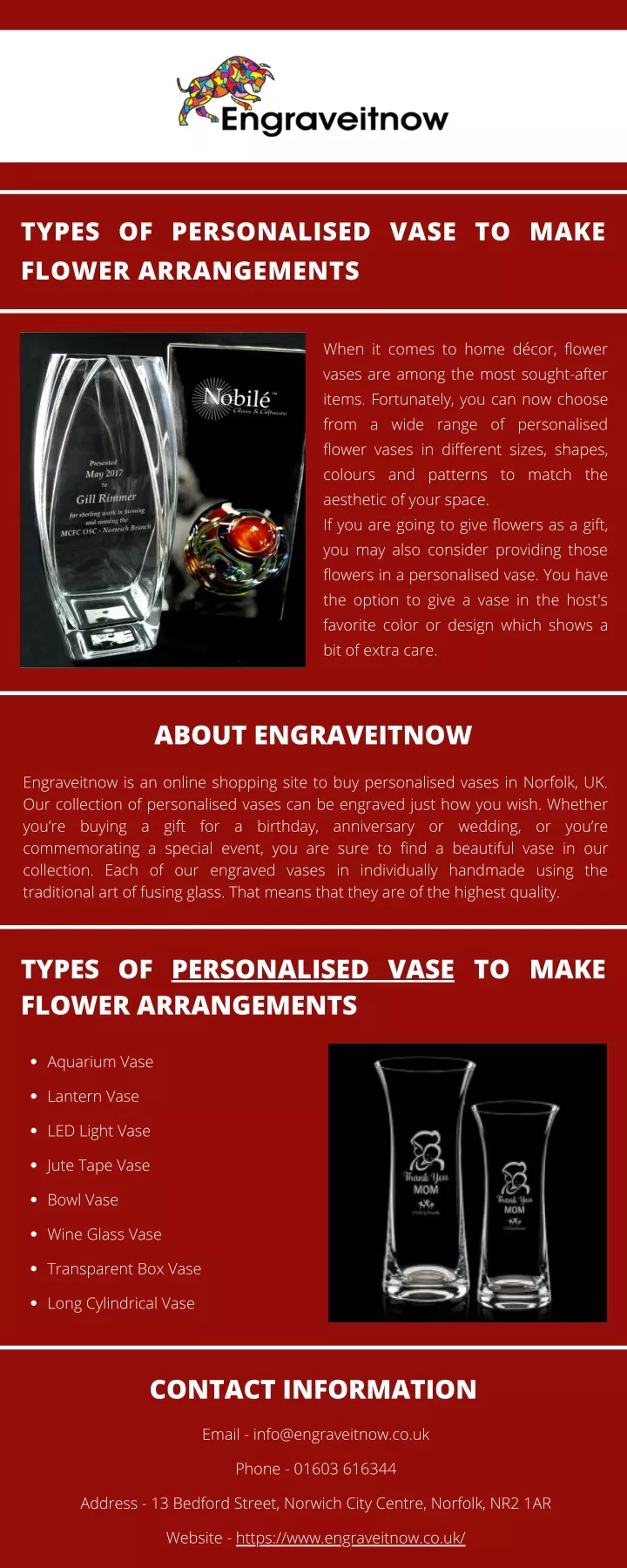 types of personalised vase to make flower