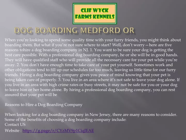 dog boarding medford or