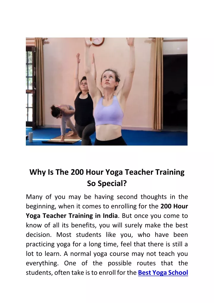 why is the 200 hour yoga teacher training