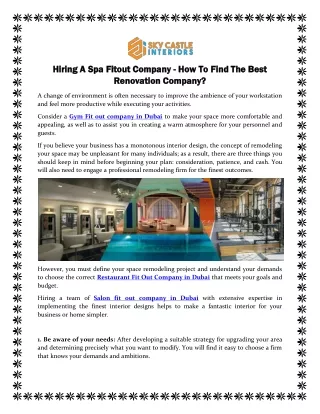 Hiring A Spa Fitout Company - How To Find The Best Renovation Company