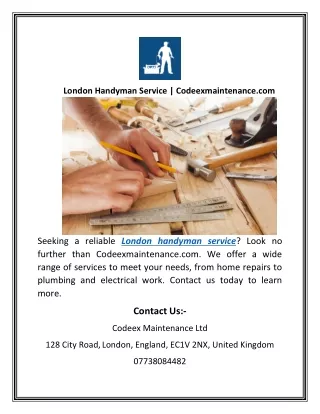London Handyman Service | Codeexmaintenance.com