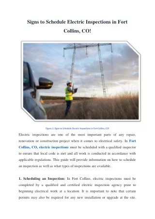 Signs to Schedule Electric Inspections in Fort Collins, CO!