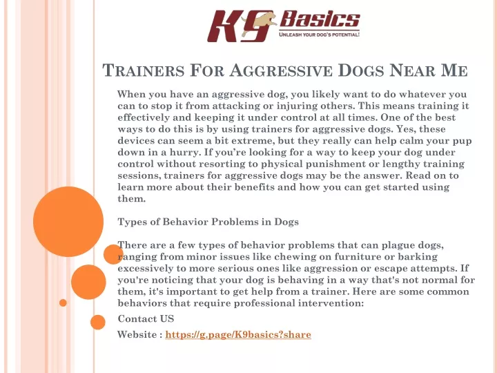 trainers for aggressive dogs near me