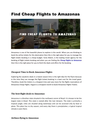find cheap flights to amazonas