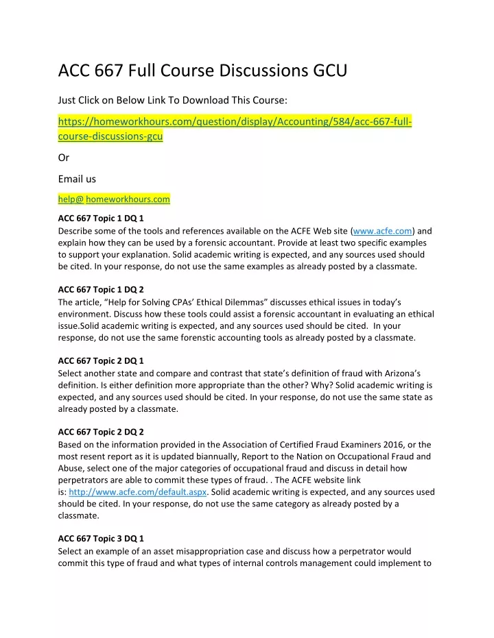 acc 667 full course discussions gcu