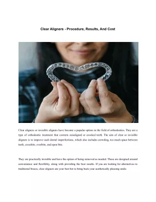Clear Aligners - Procedure, Results, And Cost