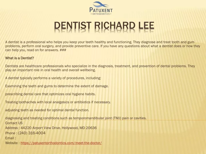 dentist richard lee