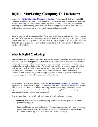 Digital Marketing Company in Lucknow