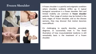 Get The Best Treatment For Frozen Shoulder Pain In Singapore
