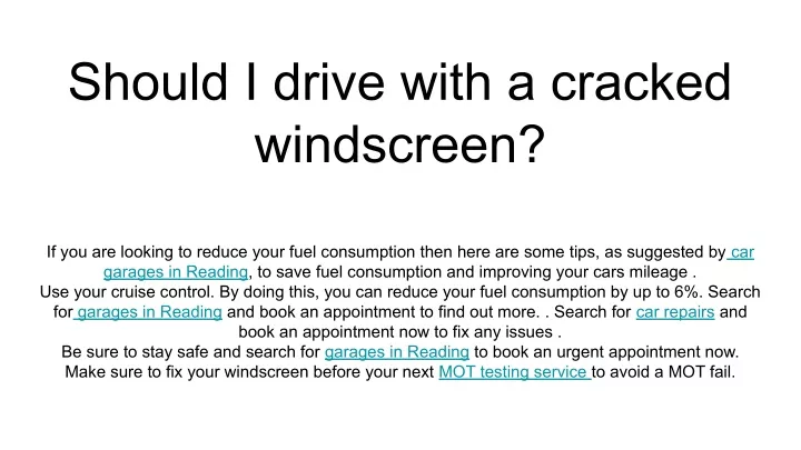 should i drive with a cracked windscreen