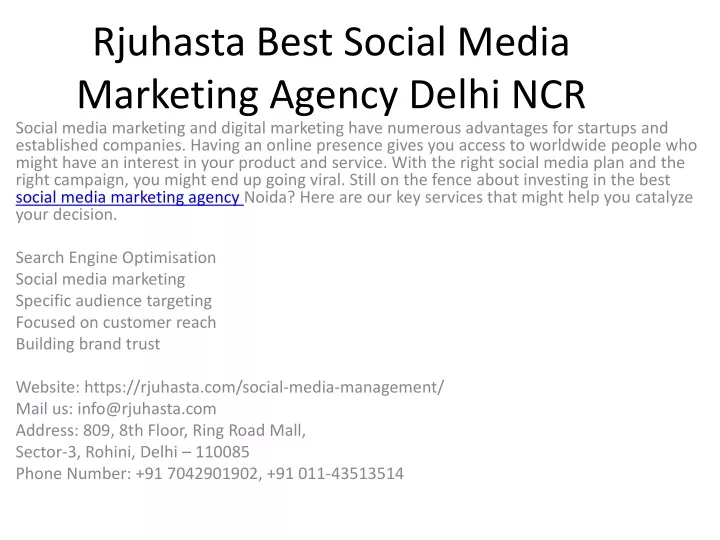 rjuhasta best social media marketing agency delhi ncr
