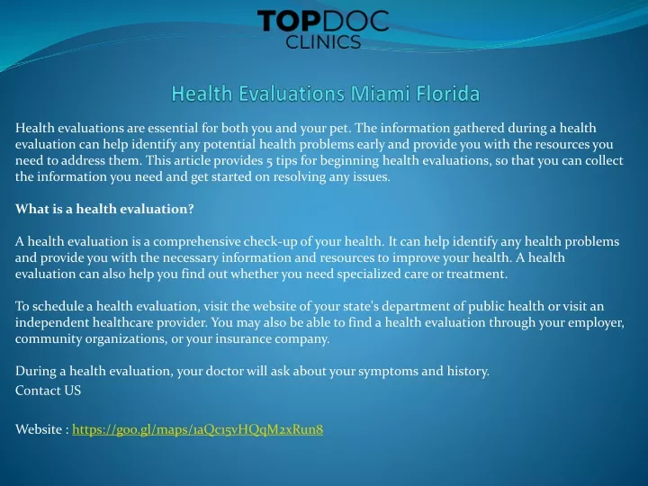 health evaluations miami florida