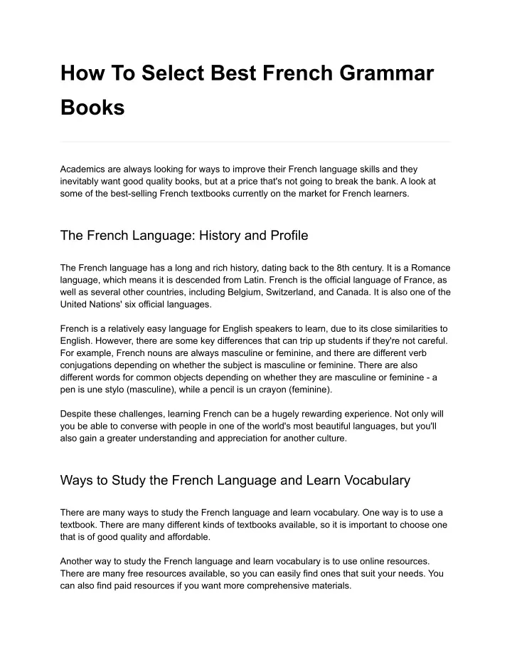 how to select best french grammar books