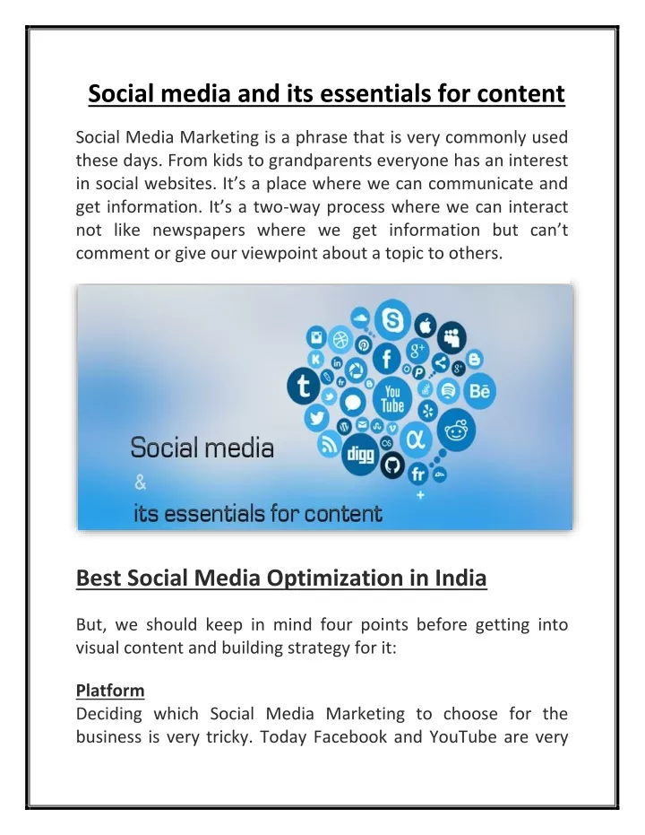 social media and its essentials for content