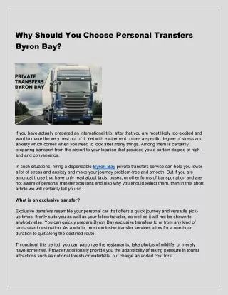 Why Should You Choose Personal Transfers Byron?