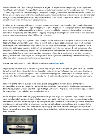 Biografi Dahulu Nomor Togel Wak Togel Waktogel Slot Login : 4 Angka Jitu Hk Grat