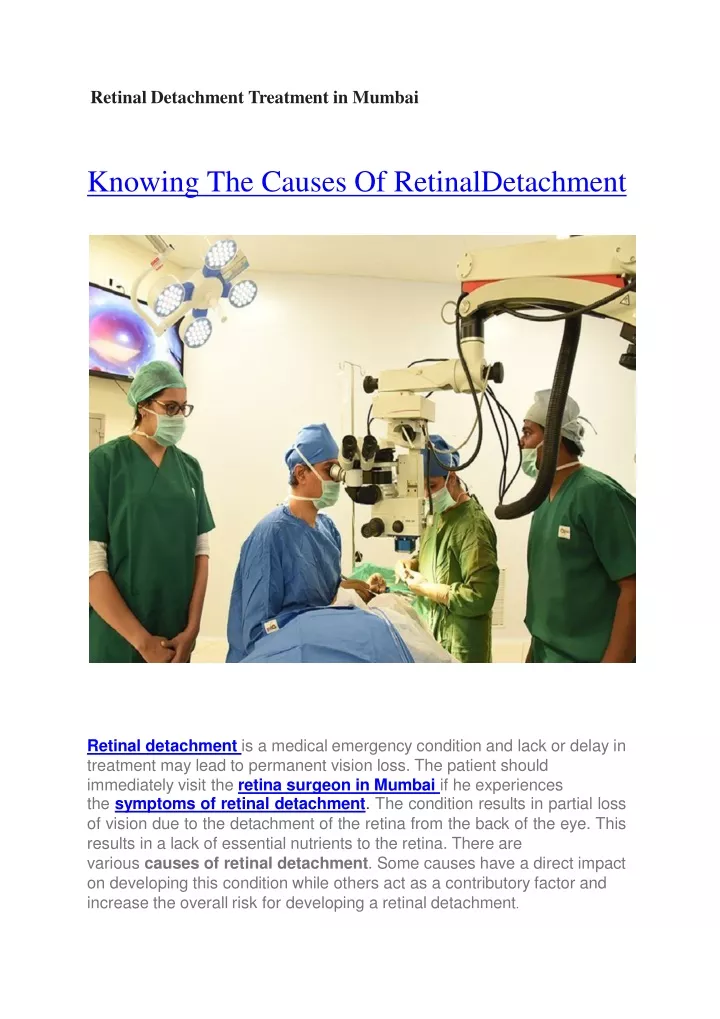 knowing the causes of retinaldetachment