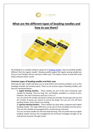 what are the different types of beading needles