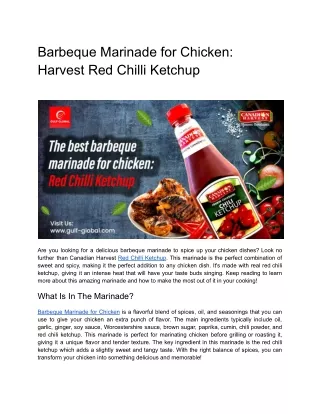 Barbeque Marinade for Chicken: Harvest Red Chilli Ketchup