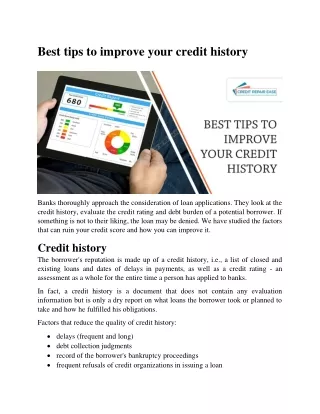 best tips to improve your credit history