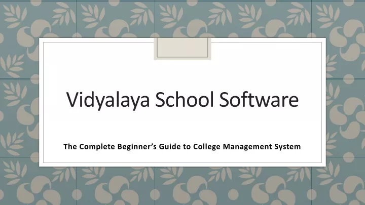 vidyalaya school software