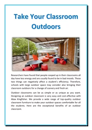 Take Your Classroom Outdoors