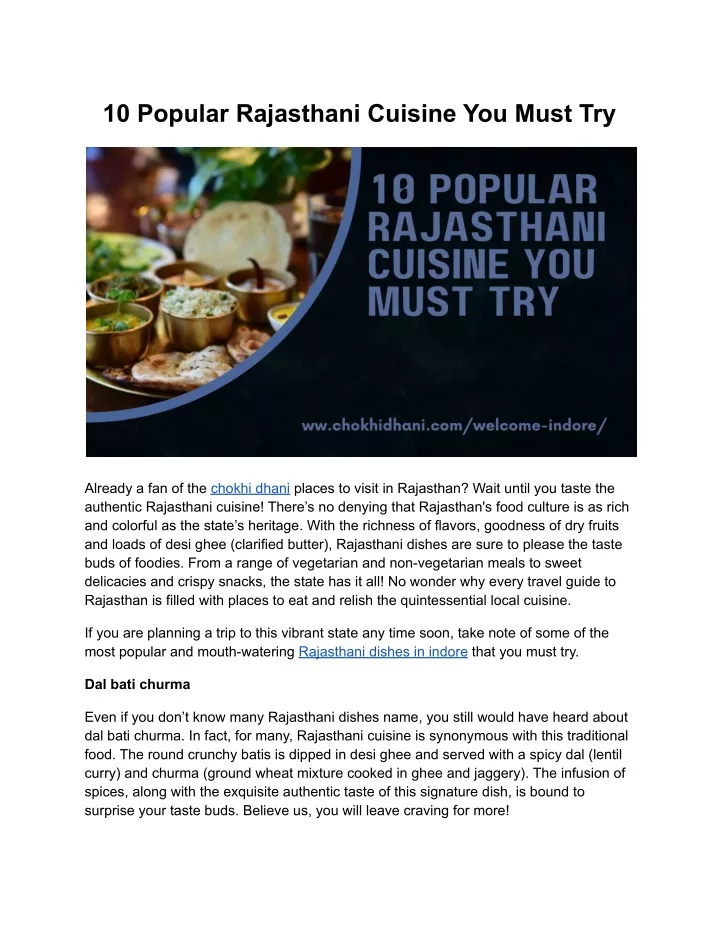 10 popular rajasthani cuisine you must try