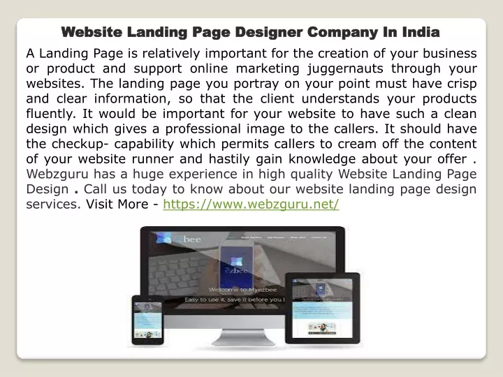website landing page designer company in india