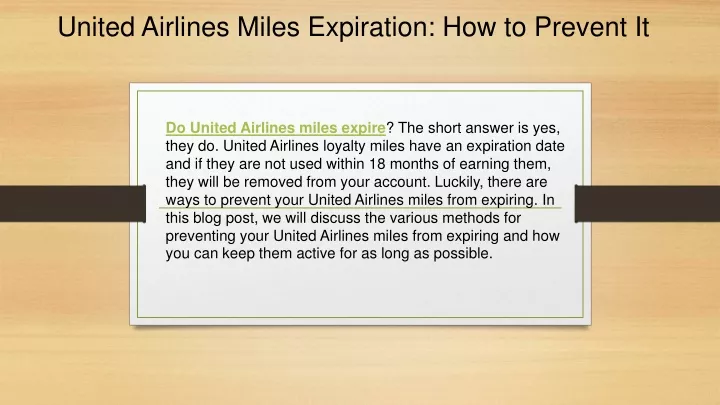 united airlines miles expiration how to prevent it