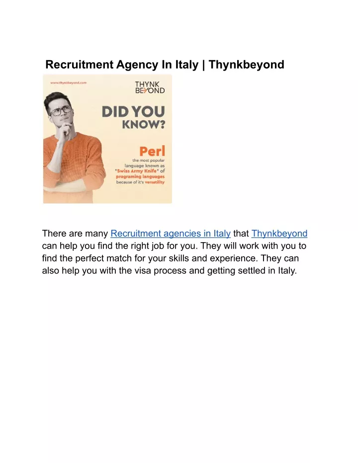 recruitment agency in italy thynkbeyond